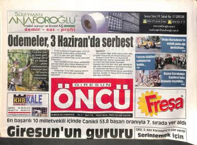 Giresun Öncü 25 Mayıs 2013 - Doğu Karadenizin Asfalt Yol Ağı Genişliyor - KÖYDESle Hizmet Gitmeyen Köy Kalmadı GZ95388 - 1