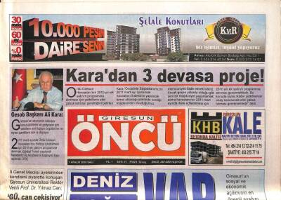 Giresun Öncü Gazetesi 1 Aralık 2010 - AIDSde Karadeniz Riskli Bölge - Ara Gülere Büyük Vefa GZ95429 - 1