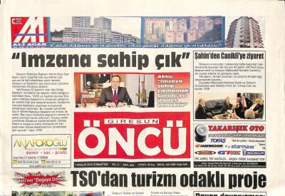 Giresun Öncü Gazetesi 1 Aralık 2012 - Kümbet Yolunda Çalışma Sürüyor - Muhteşem Osmanlı Bugün Giresunda GZ95433 - 1