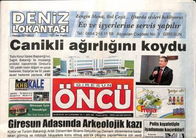 Giresun Öncü Gazetesi 10 Ağustos 2011 - Giresun Adasında Arkeolojik Kazı GZ108221 - 1
