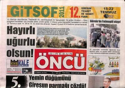 Giresun Öncü Gazetesi 12 Temmuz 2011 - Yayla Yolları Masaya Yatırıldı GZ108206 - 1