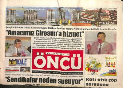 Giresun Öncü Gazetesi 13 Ekim 2011 - Sendikalar Neden Susuyor GZ101978 - 2
