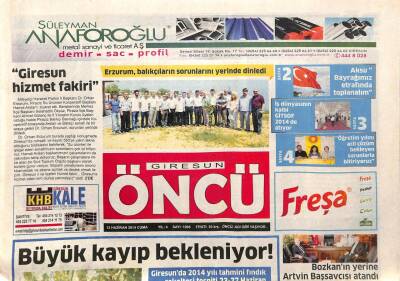 Giresun Öncü Gazetesi 13 Haziran 2014 - Attar Ve Danışmanlarını YÖKe Şikayet Etti GZ94323 - 1
