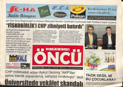 Giresun Öncü Gazetesi 13 Mayıs 2011 - Üniversitede Vekalet Skandalı,Giresunspor K.Erciyes Hazırlıklarına Yapılan Çift Kale Maç İle Devam Etti GZ95047 - 1
