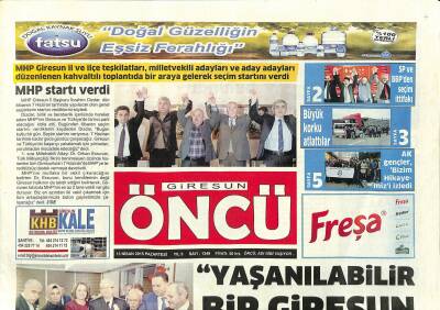 Giresun Öncü Gazetesi 13 Nisan 2015 - OSBde Toprak Kayması - Balıklar Sezonuna Noktayı Koydu GZ123362 - 1