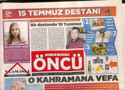 Giresun Öncü Gazetesi 13 Temmuz 2017 - Giresun Üniversitesinde Hainlere Yer Yok GZ96101 - 1
