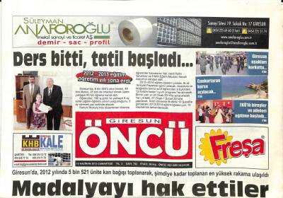 Giresun Öncü Gazetesi 15 Haziran 2013 - Türk EğitimSenden Vali Şahine Çağrı GZ96343 - 1