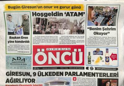 Giresun Öncü Gazetesi 19 Eylül 2019 - Giresun , 9 Ülkeden Parlamenterleri Ağırlıyor GZ96419 - 1