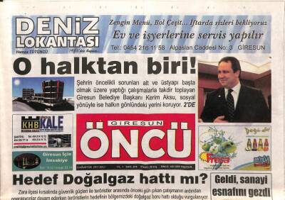 Giresun Öncü Gazetesi 2 Ağustos 2011 - Hedef Doğalgaz Hattı mı? GZ108214 - 1