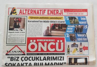 Giresun Öncü Gazetesi 2 Ekim 2017 -Tirebolu Bezine Birincilik Ödülü- GZ45978 - 2