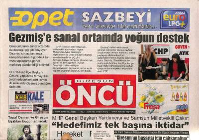 Giresun Öncü Gazetesi 2 Nisan 2011 - Topal Osman Ve Giresun Uşakları Bugün Anılacak - Karaahmetoğlundan Bakkallar Odasına Ziyaret GZ96303 - 1