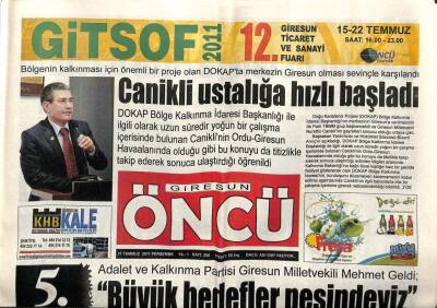 Giresun Öncü Gazetesi 21 Temmuz 2011 - Canikli Ustalığa Hızlı Başladı GZ108754 - 1