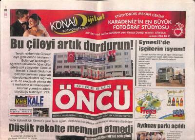 Giresun Öncü Gazetesi 22 Eylül 2011 - Düşük Rekolte Memnun Etmedi GZ108242 - 1