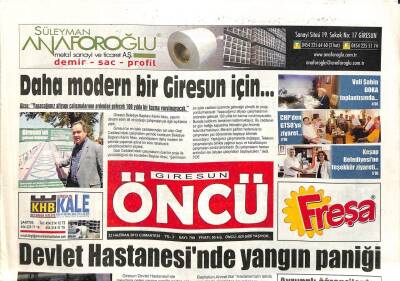 Giresun Öncü Gazetesi 22 Haziran 2013 - Giresun Devlet Hastanesinde Yangın Paniği GZ96289 - 1