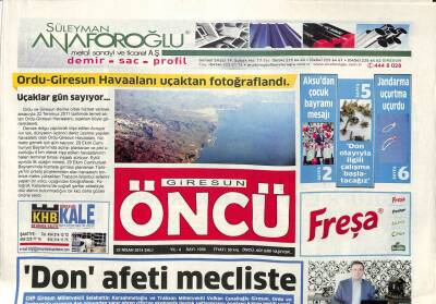 Giresun Öncü Gazetesi 22 Nisan 2014 - Ordu-Giresun Havaalanı Uçaktan Fotoğraflandı GZ94290 - 1