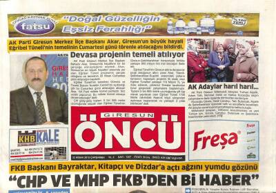 Giresun Öncü Gazetesi 22 Nisan 2015 - FKB Başkanı Bayraktar , Kitapçı Ve Dizdara Açtı Ağzını Yumdu Gözünü GZ94286 - 1