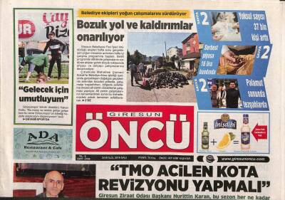 Giresun Öncü Gazetesi 24 Eylül 2019 - Giresunda Ülkücü Hareketin Liderlerinden Olan Şakir Aliustaoğlu Hayatını Kaybetti GZ96886 - 1
