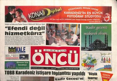 Giresun Öncü Gazetesi 26 Ağustos 2011 - TOBB Karadeniz İstişare Toplantısı Yapıldı GZ101977 - 2