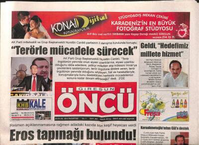 Giresun Öncü Gazetesi 26 Eylül 2011 - Eros Tapınağı Bulundu GZ108381 - 1