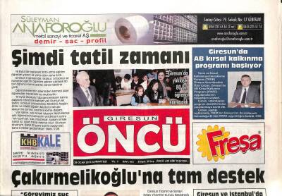Giresun Öncü Gazetesi 26 Ocak 2013 - Başarılı Emniyetçilere Altın - Dönüş Karayolu İle Olacak GZ95430 - 1