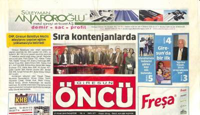 Giresun Öncü Gazetesi 27 Ocak 2014 - Ak Parti Adayı Prof. Dr. Can , Bu Kent Ak Partili Belediye Elinde İmar Edilecek GZ96353 - 1