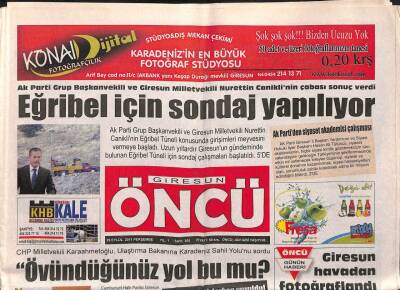 Giresun Öncü Gazetesi 29 Eylül 2011 - Eğribel İçin Sondaj Yapılıyor GZ108384 - 1