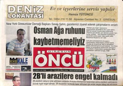 Giresun Öncü Gazetesi 29 Temmuz 2011 - Osmanağa Ruhunu Kaybetmemeliyiz GZ108209 - 1