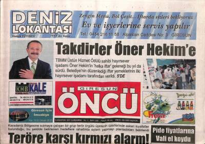 Giresun Öncü Gazetesi 3 Ağustos 2011 - Teröre Karşı Kırmızı Alarm GZ108218 - 1