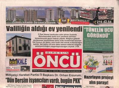 Giresun Öncü Gazetesi 3 Aralık 2011 - Sabri Öztürkden Havaalanı İnşaatına İnceleme GZ96286 - 1