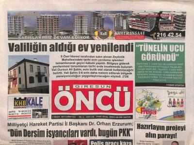Giresun Öncü Gazetesi 3 Aralık 2011 - Sabri Öztürkden Havaalanı İnşaatına İnceleme GZ96410 - 1