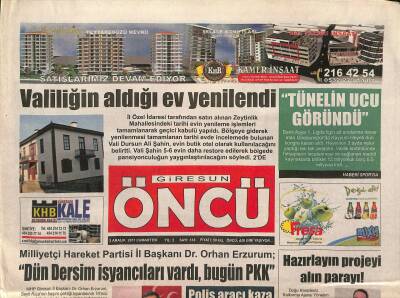 Giresun Öncü Gazetesi 3 Aralık 2011 - Sabri Öztürkten Havaalanı İnşaatına İnceleme GZ123373 - 1