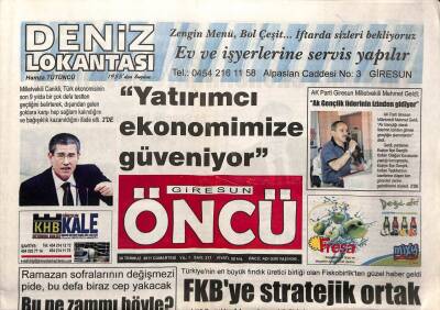 Giresun Öncü Gazetesi 30 Temmuz 2011 - FKBye Stratejik Ortak GZ108213 - 1