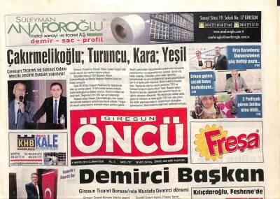 Giresun Öncü Gazetesi 4 Mayıs 2013 - Giresun Ticaret Borsasında Mustafa Demirci Dönemi GZ96290 - 1