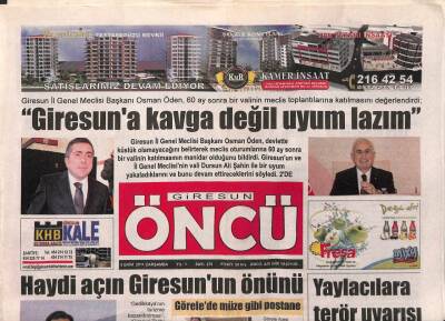 Giresun Öncü Gazetesi 5 Ekim 2011 - Açın Giresunun Önünü GZ108376 - 1
