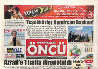 Giresun Öncü Gazetesi 5 Eylül 2011 - Giresunsporda Buruk Açılış GZ108374 - 1