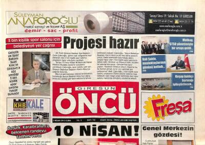 Giresun Öncü Gazetesi 5 Nisan 2013 - Sabri Öztürk , Karaibrahime Beklenen Randevu Tarihini Verdi GZ94321 - 1