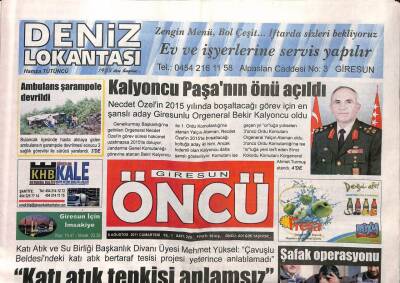 Giresun Öncü Gazetesi 6 Ağustos 2011 - Ak Partiden MHPye Teşekkür GZ108225 - 1