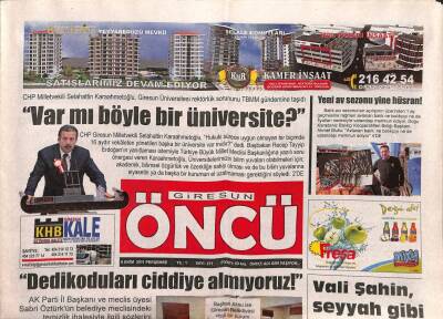 Giresun Öncü Gazetesi 6 Ekim 2011 - Çotanakları Bekleyen Tehlike GZ108237 - 1