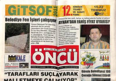 Giresun Öncü Gazetesi 6 Temmuz 2011 - Doğu Karadenizde Tsunami Uyarısı GZ108230 - 1