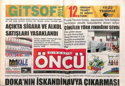 Giresun Öncü Gazetesi 8 Temmuz 2011 - Dokanın İskandinavya Çıkarması GZ108228 - 1