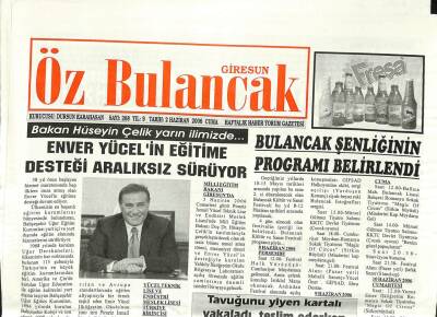 Giresun Öz Bulancak Gazetesi 2 Haziran 2006 - Enver Yücelin Eğitime Desteği Aralıksız Sürüyor GZ97198 - 1