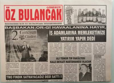 Giresun Öz Bulancak Gazetesi 2 Nisan 2008 TMO Fındık Satmayacağız Dedi Sattı - Murat Özkan Sudi Arabistanda - GZ44462 - 2