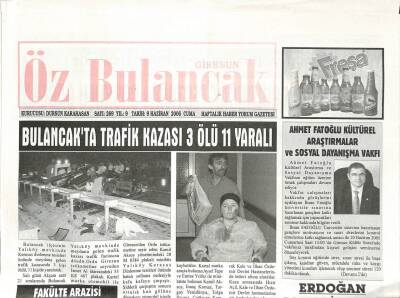 Giresun Öz Bulancak Gazetesi 9 Haziran 2006 - Erdoğan 18 Haziranda Giresunda GZ108417 - 1