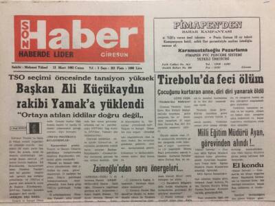 Giresun Son Haber 13 Mart 1992 - Tireboluda Feci Ölüm GZ34548 - 1