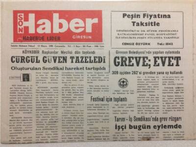 Giresun Son Haber 13 Mayıs 1992 - Cürgül Güven Tazeledi GZ34528 - 1