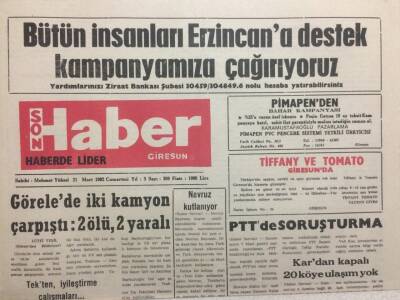 Giresun Son Haber 21 Mart 1992 - Görele de İki Kamyon Çarpıştı 2 Ölü GZ34550 - 1