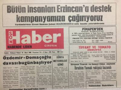 Giresun Son Haber 23 Mart 1992 - Özdemir- Domaçoğlu Davası Başlıyor GZ34551 - 1