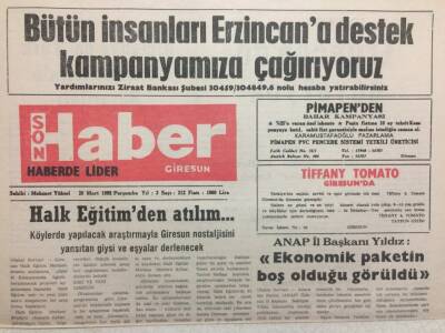 Giresun Son Haber 26 Mart 1992 - Halk Eğitimden Atılım GZ34554 - 1