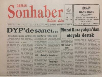 Giresun Son Haber 27 Aralık 1993 - DYPde Sancı GZ38403 - 1