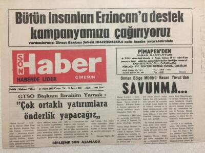 Giresun Son Haber 27 Mart 1992 - Çok Ortaklı Yatırımlara Önderlik Yapacağız GZ34556 - 1